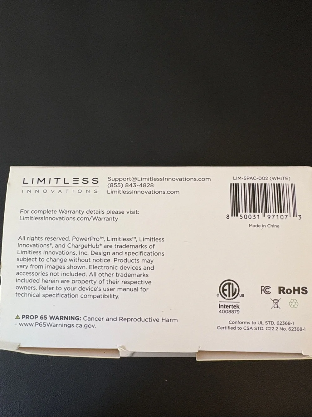 Limitless PowerPro 5-Device Charger - White NWOT